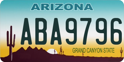 AZ license plate ABA9796