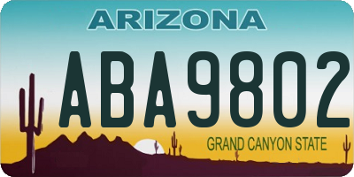 AZ license plate ABA9802