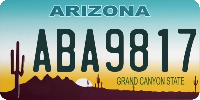 AZ license plate ABA9817
