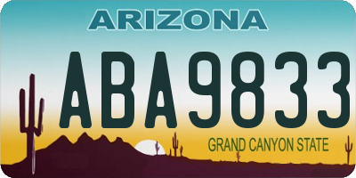 AZ license plate ABA9833