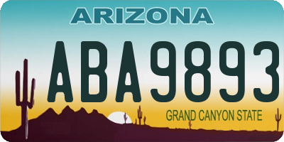 AZ license plate ABA9893