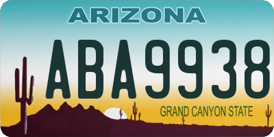 AZ license plate ABA9938