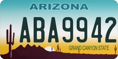 AZ license plate ABA9942