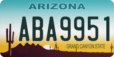 AZ license plate ABA9951
