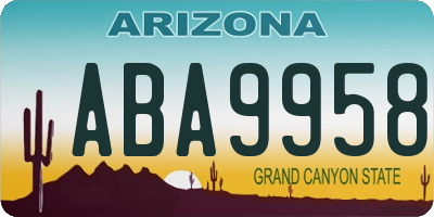 AZ license plate ABA9958