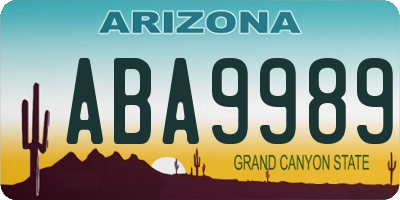 AZ license plate ABA9989