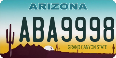 AZ license plate ABA9998