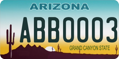 AZ license plate ABB0003