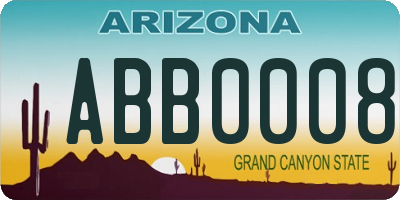AZ license plate ABB0008