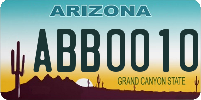 AZ license plate ABB0010