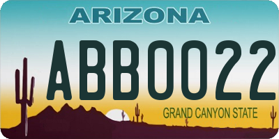 AZ license plate ABB0022