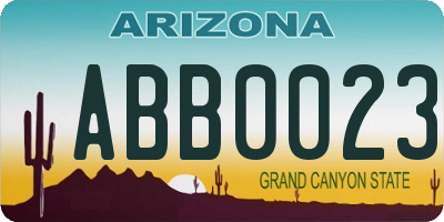 AZ license plate ABB0023