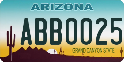 AZ license plate ABB0025
