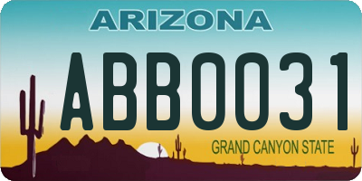 AZ license plate ABB0031