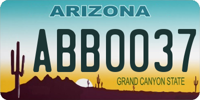 AZ license plate ABB0037