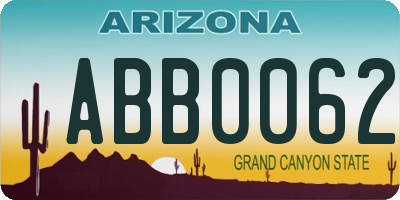 AZ license plate ABB0062