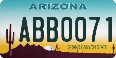 AZ license plate ABB0071
