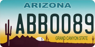 AZ license plate ABB0089