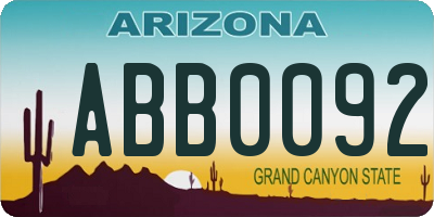 AZ license plate ABB0092