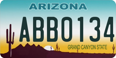 AZ license plate ABB0134