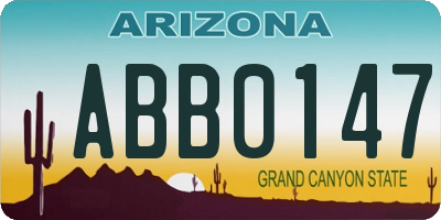 AZ license plate ABB0147