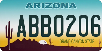 AZ license plate ABB0206