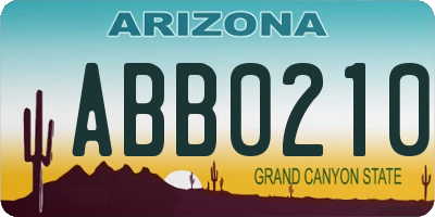 AZ license plate ABB0210