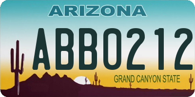 AZ license plate ABB0212