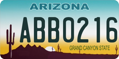 AZ license plate ABB0216