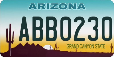 AZ license plate ABB0230