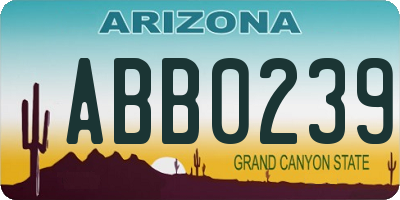 AZ license plate ABB0239