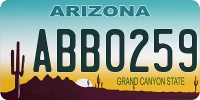 AZ license plate ABB0259