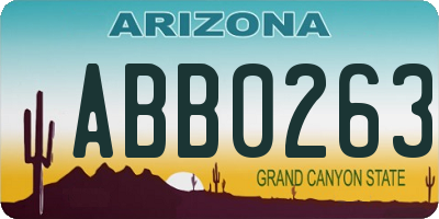 AZ license plate ABB0263