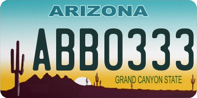 AZ license plate ABB0333