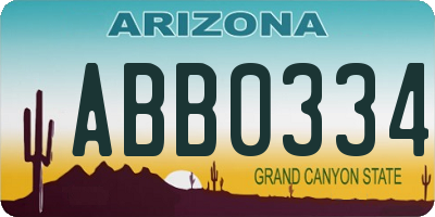 AZ license plate ABB0334