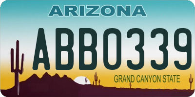 AZ license plate ABB0339