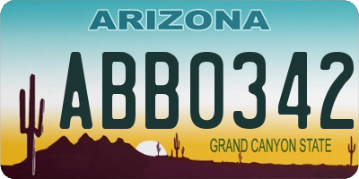 AZ license plate ABB0342