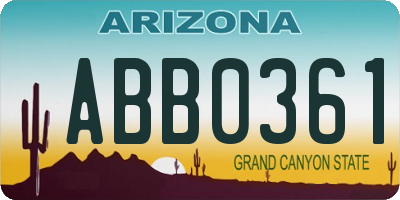 AZ license plate ABB0361