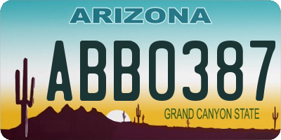 AZ license plate ABB0387