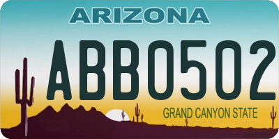 AZ license plate ABB0502