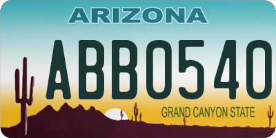 AZ license plate ABB0540