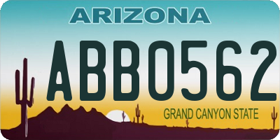 AZ license plate ABB0562