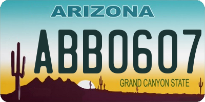 AZ license plate ABB0607