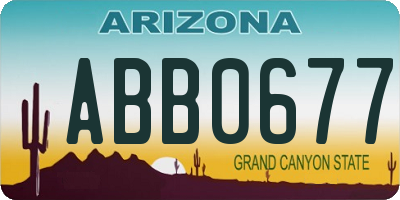 AZ license plate ABB0677