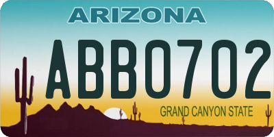 AZ license plate ABB0702