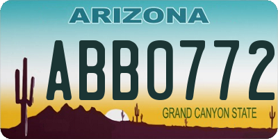 AZ license plate ABB0772