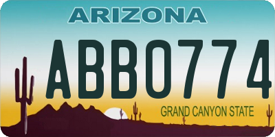 AZ license plate ABB0774