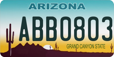 AZ license plate ABB0803