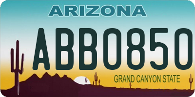 AZ license plate ABB0850
