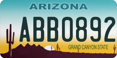 AZ license plate ABB0892